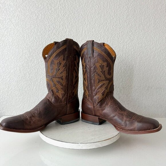 Rod Patrick Mens Cowboy Boots 12.5EE Perro Loco Brown Leather Western Square Toe - Picture 7 of 12